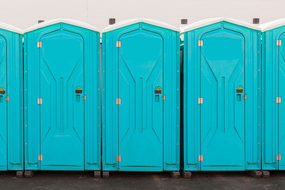 Industrial portable restroom units at a plant in Columbia, South Carolina