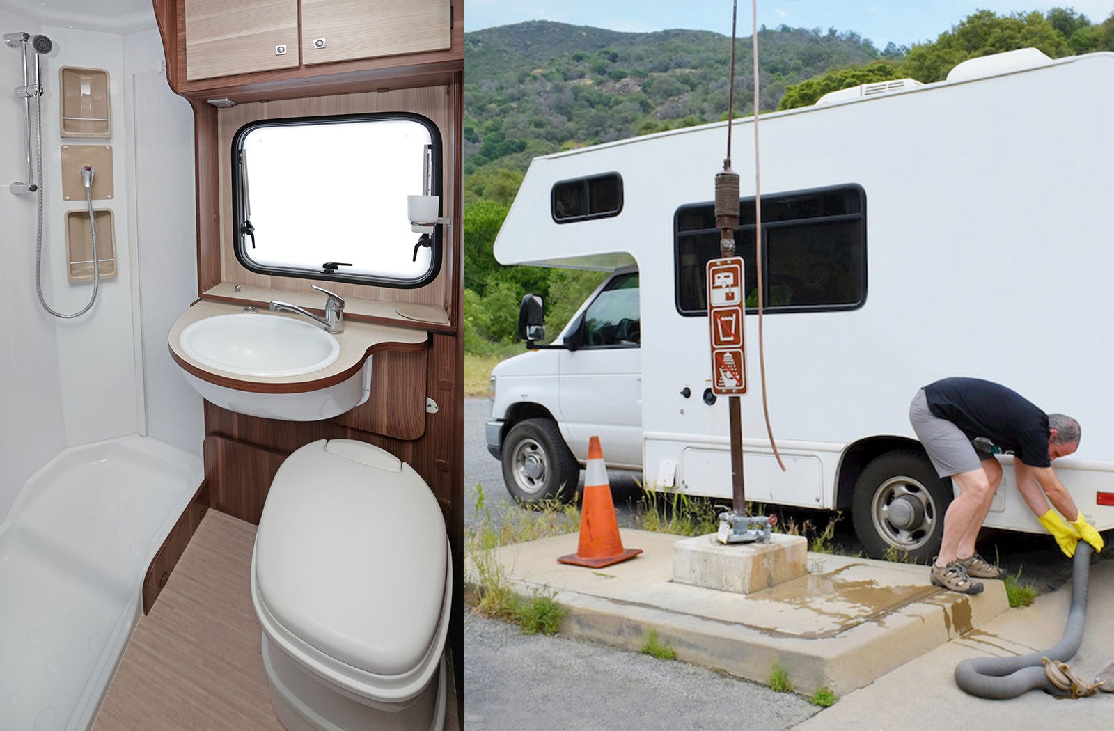 Portable RV/camper toilet and holding tank setup in Columbia, South Carolina