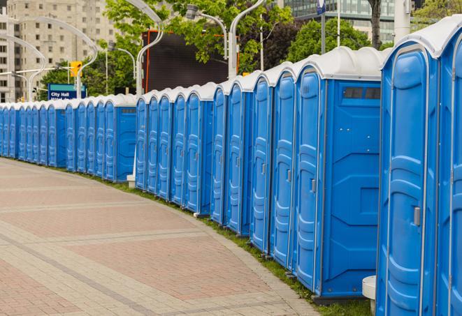 Seasonal porta potty units set up at a Columbia, South Carolina venue