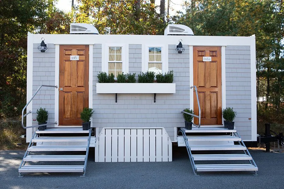 Wedding restroom units discretely staged at a venue in Columbia, South Carolina